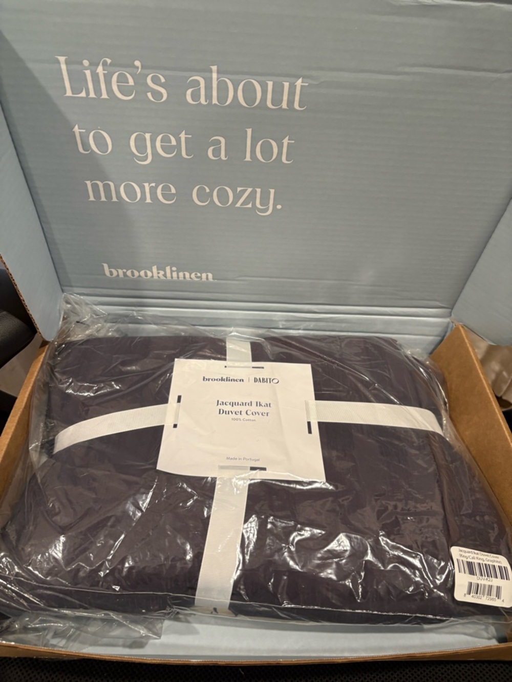 Brooklinen King Size Dabito Jacquard Ikat Duvet cover and shams - graphite